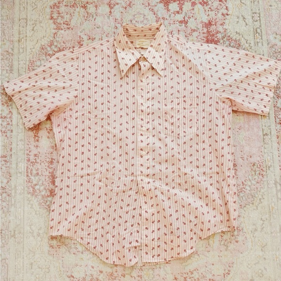 Arrow Other - Vintage Men's Pink Flower Printed Shirt